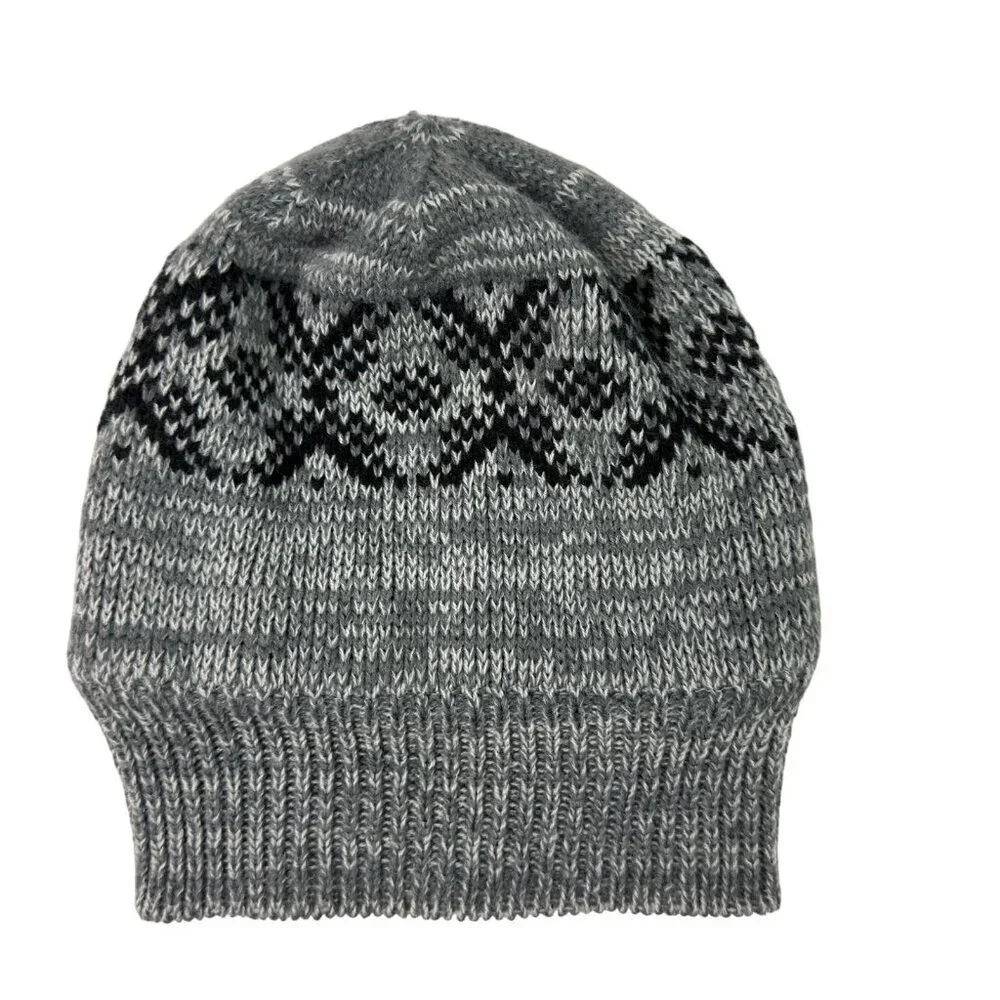Kids Gray Knit Beanie Fleece Lined Winter Hat